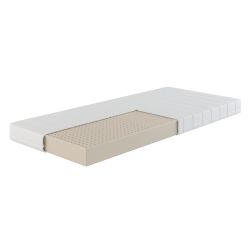 Eco-friendly latex mattress with 5 comfort zones and recycled polyester cover for optimal support